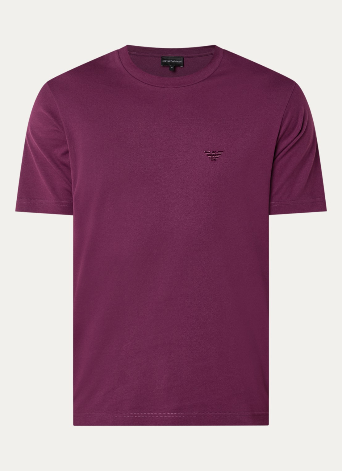 Armani T-shirt met borduring - voorkant aubergine