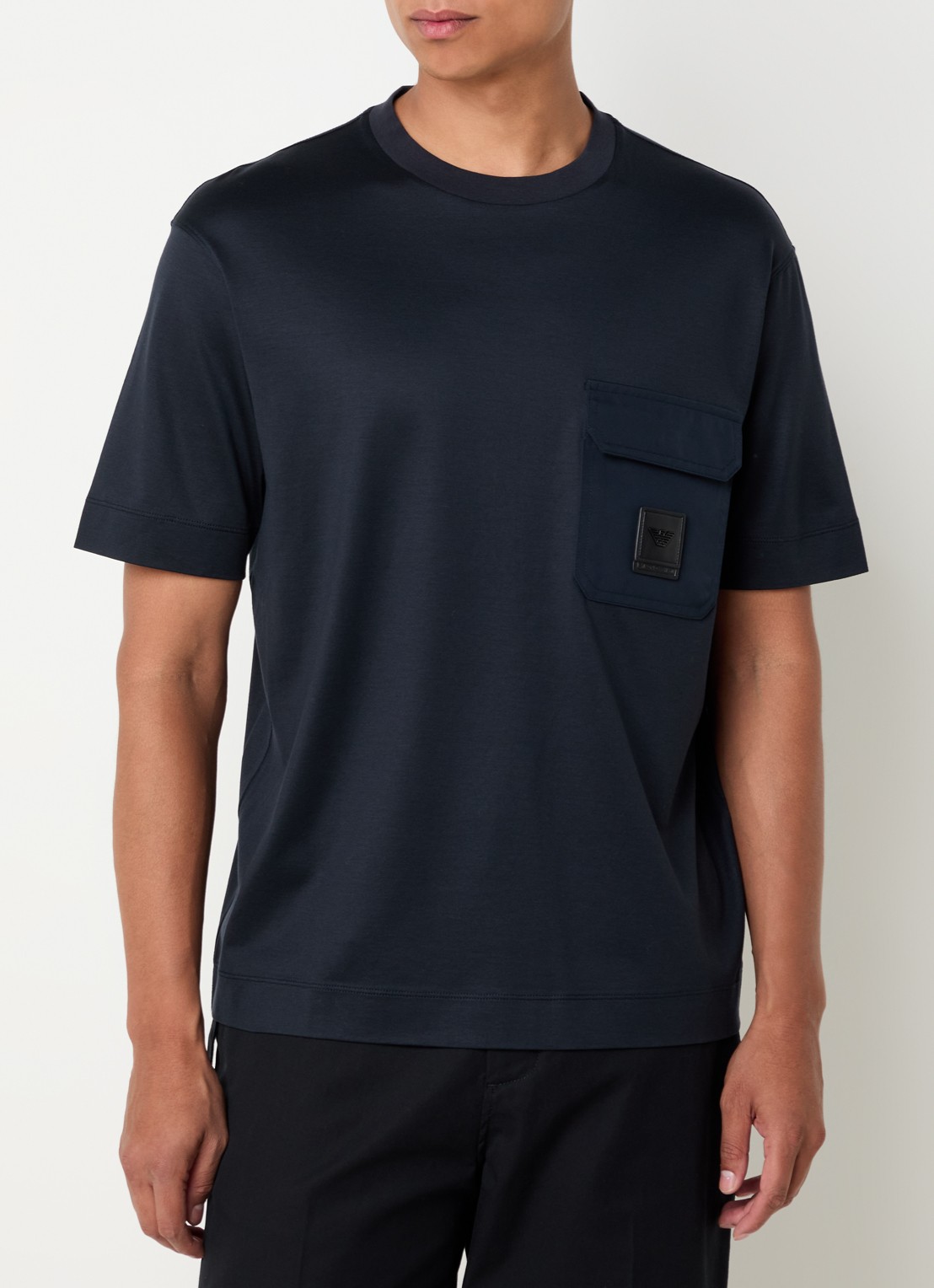 Armani T-shirt  met borstzak - detail 2 donkerblauw