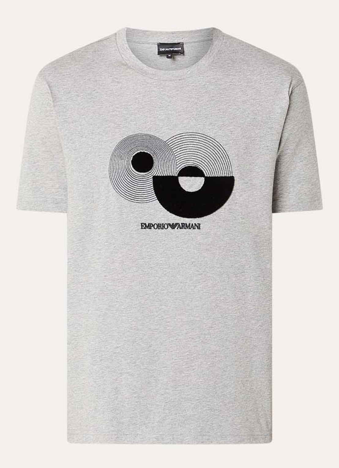 Armani T-shirt met flock logoprint - voorkant grijsmele