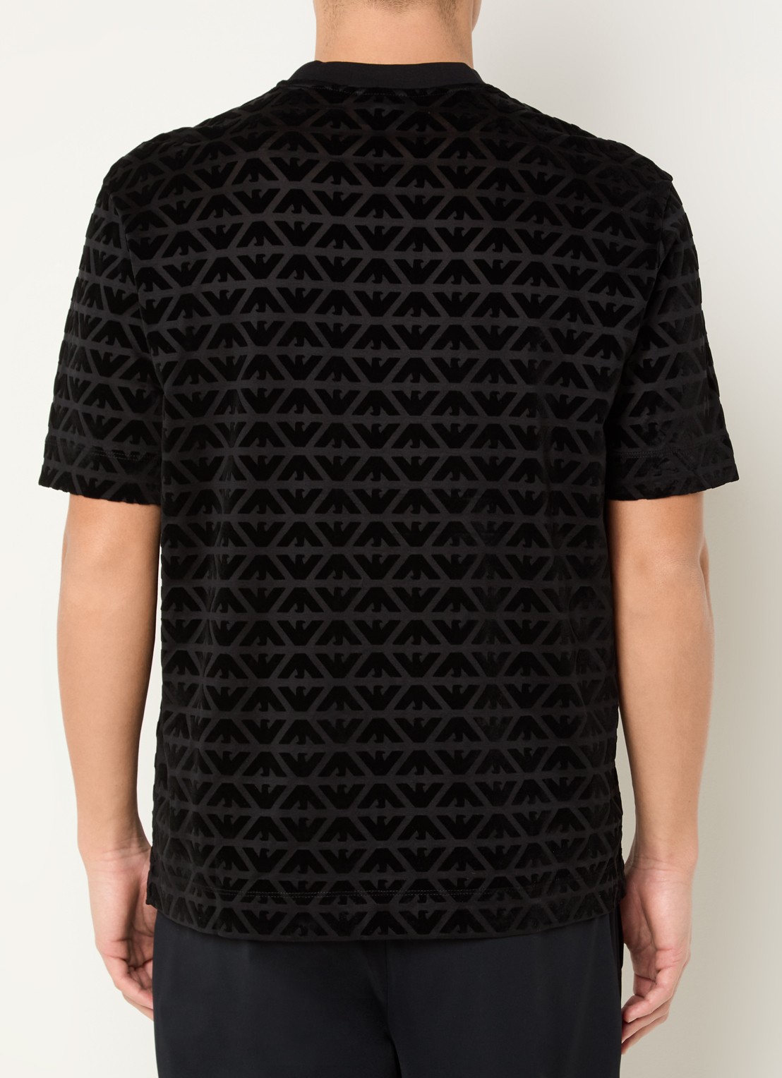 Armani T-shirt met flock logoprint - achterkant zwart