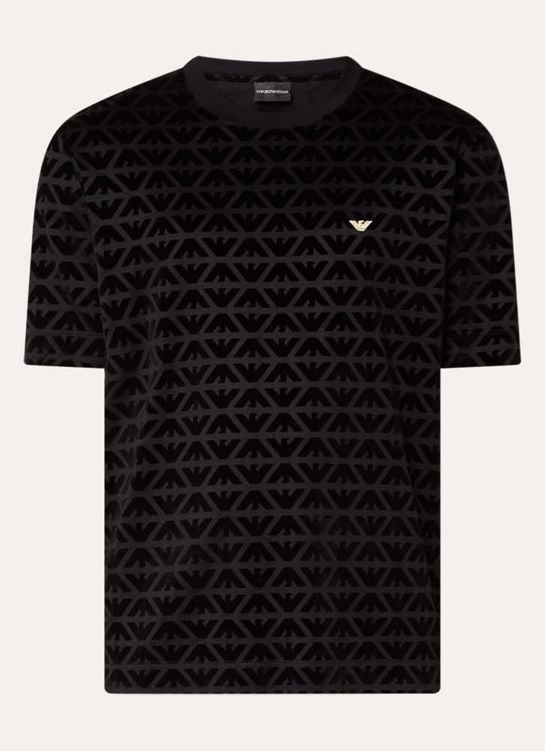 Armani T-shirt met flock logoprint - voorkant 3 zwart
