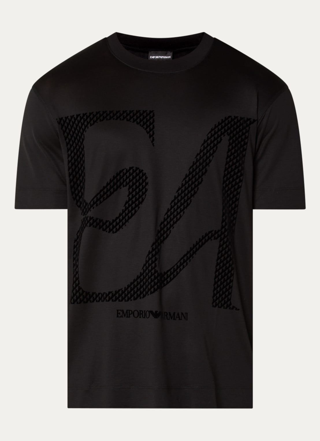 Armani T-shirt met flock logoprint - voorkant 3 zwart