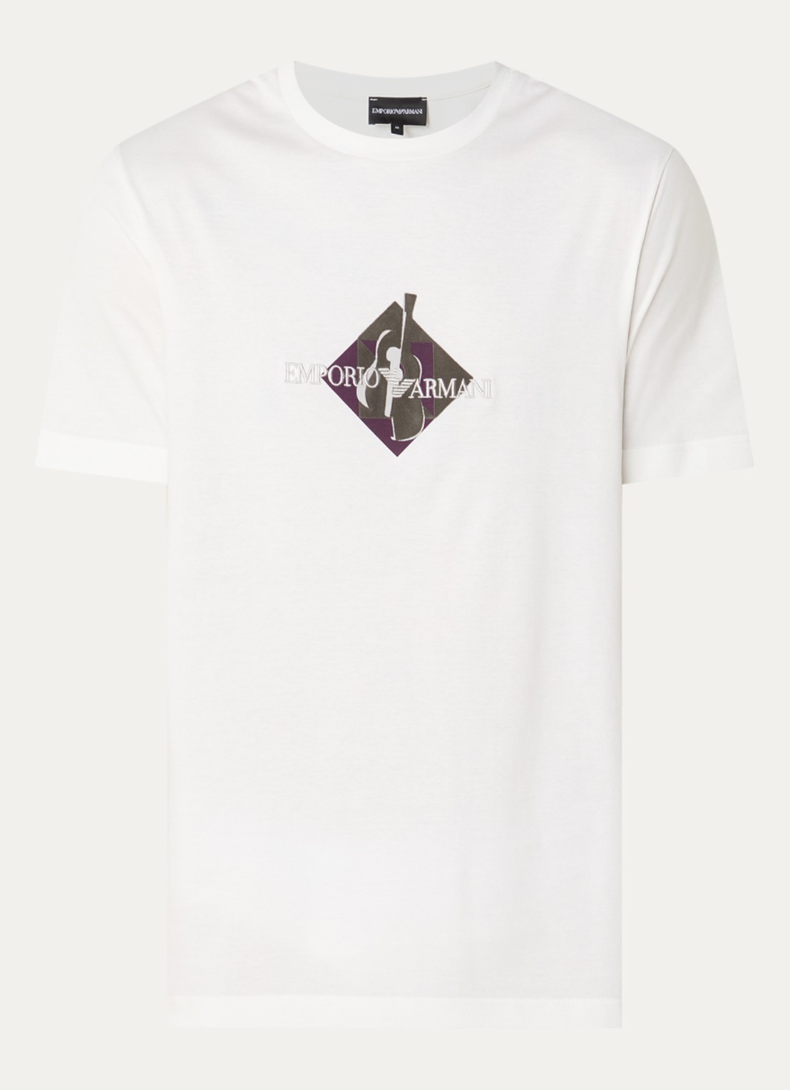 Armani T-shirt met flock logoprint - voorkant 3 wit