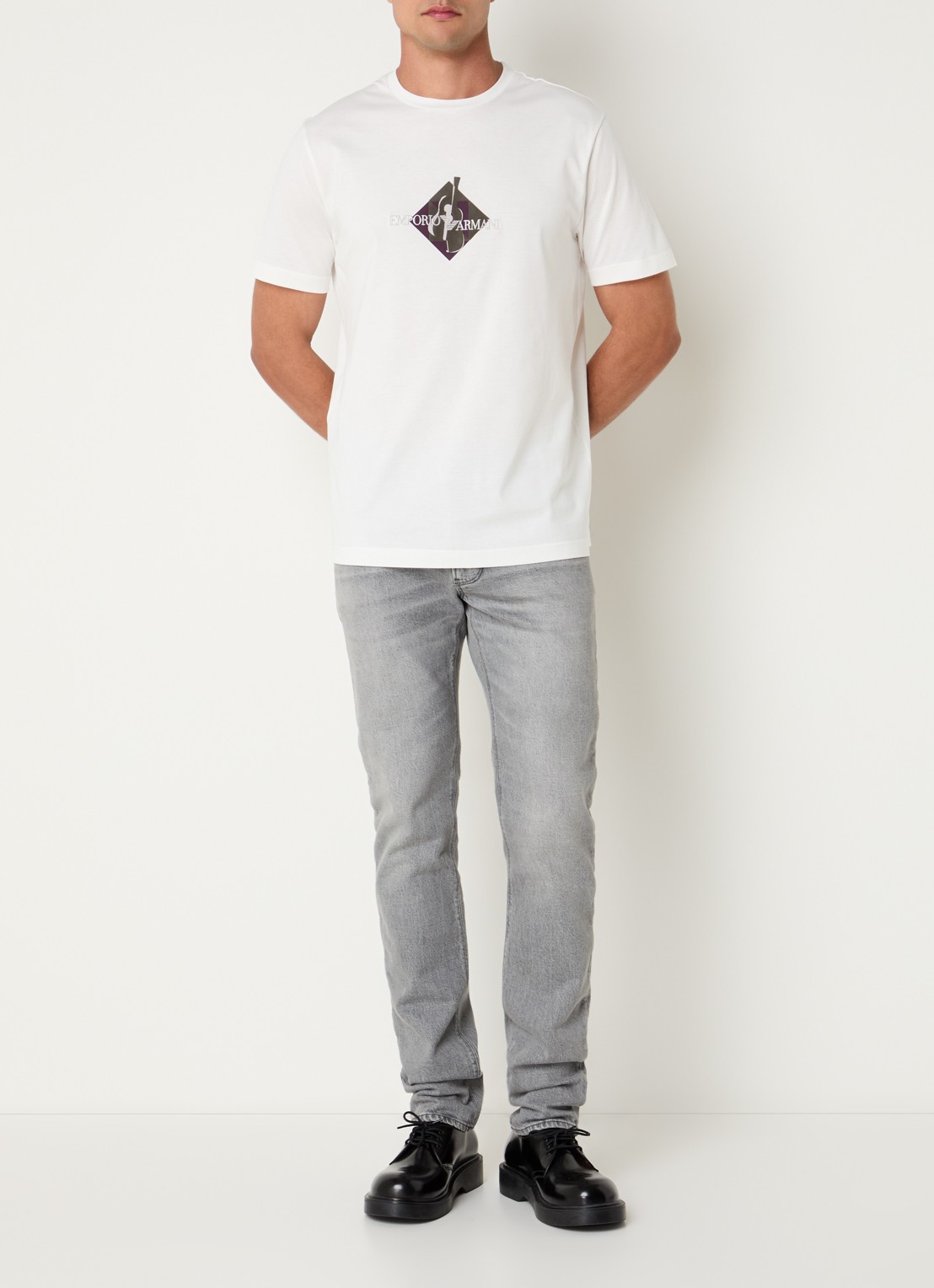 Armani T-shirt met flock logoprint - voorkant 4 wit