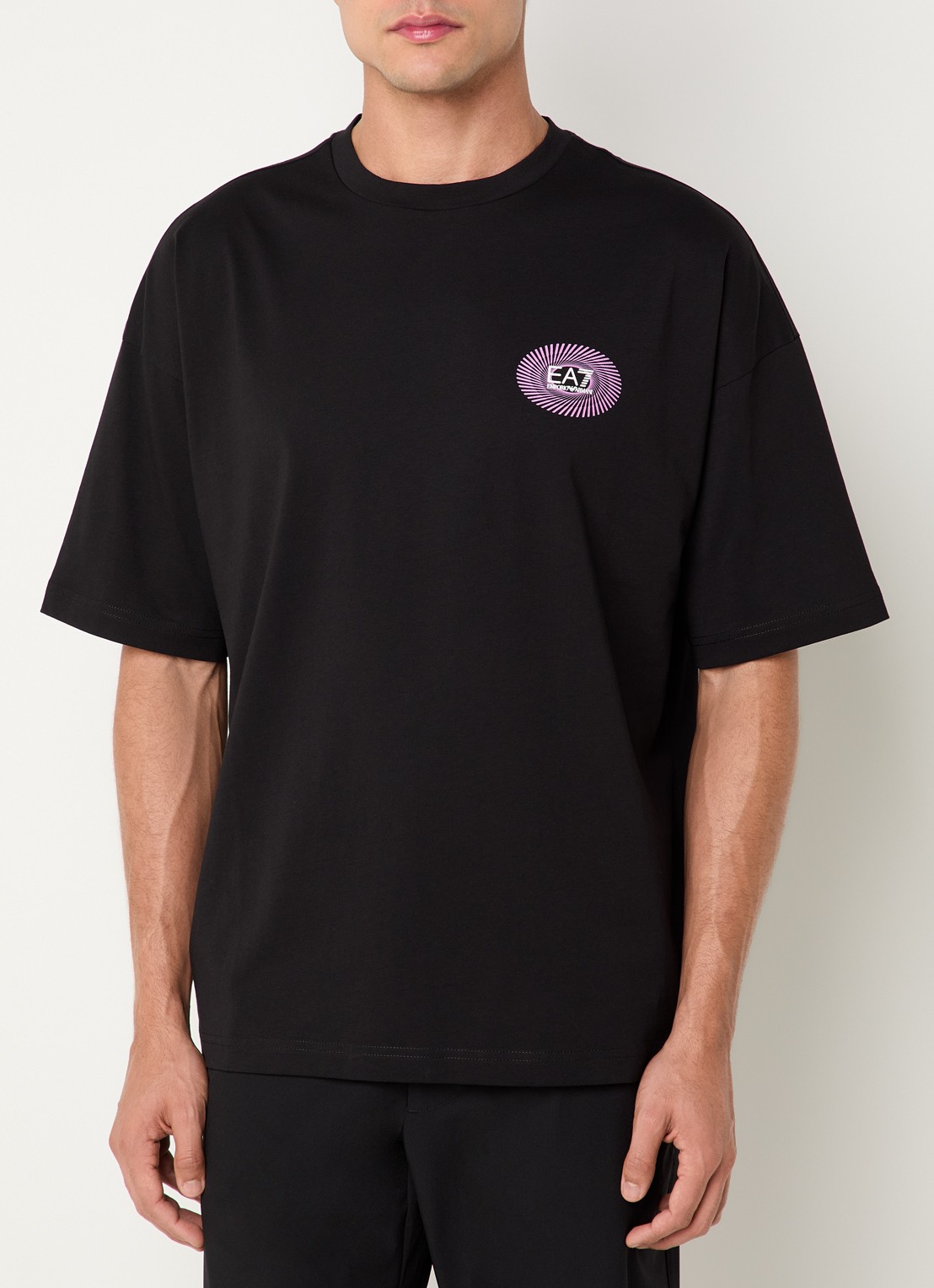 Armani T-shirt met front- en backprint - achterkant 3 zwart