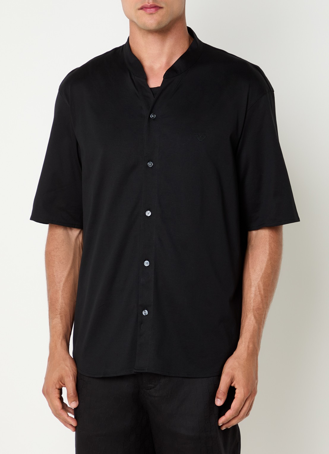 Armani T-shirt met knoopsluiting - detail 4 zwart
