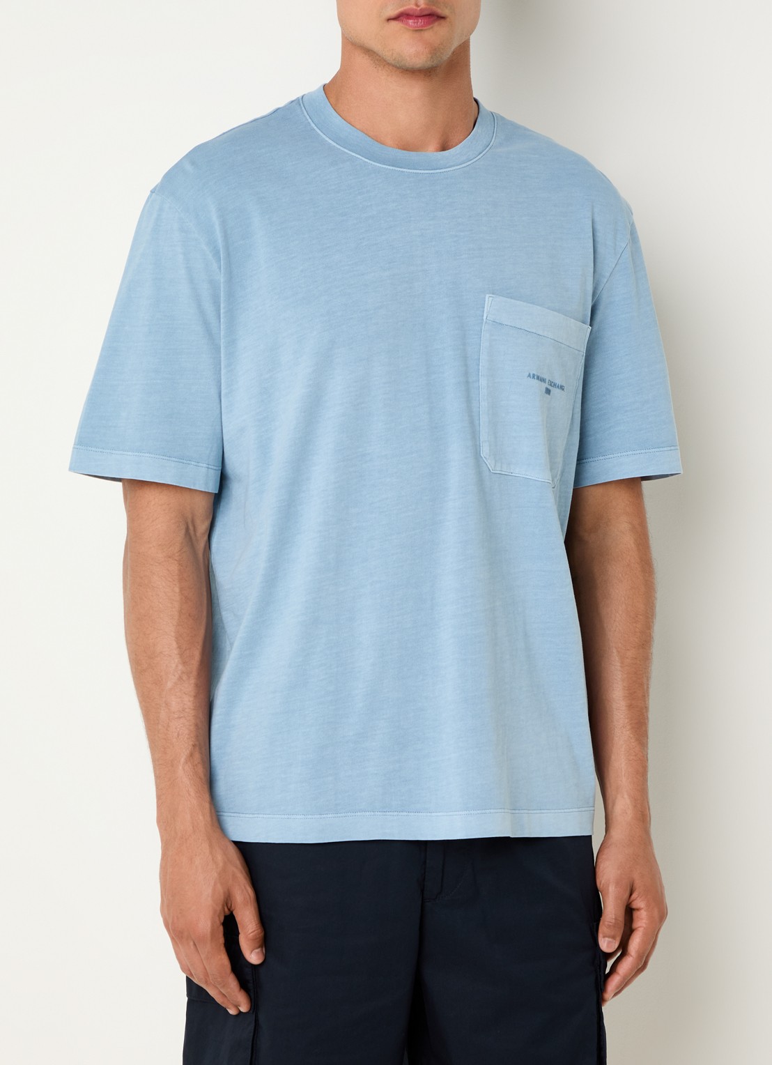 Armani T-shirt met logo- en backprint - achterkant 4 lichtblauw