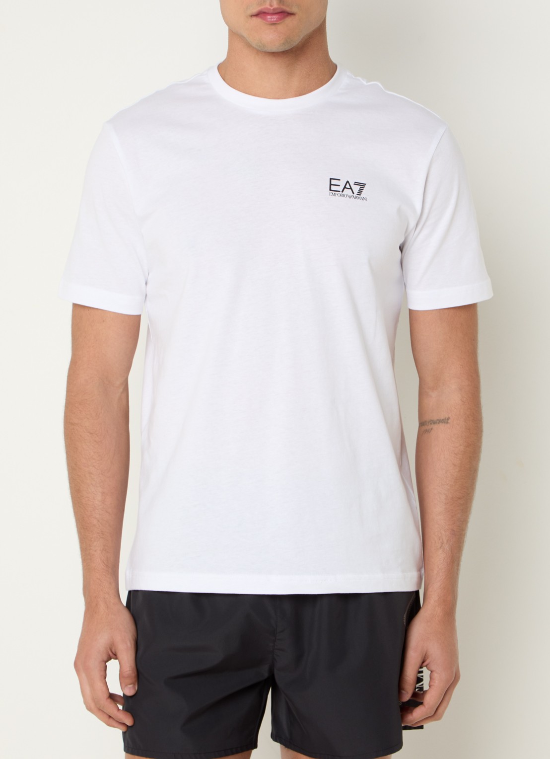 Armani T-shirt met logo- en backprint - achterkant 4 wit