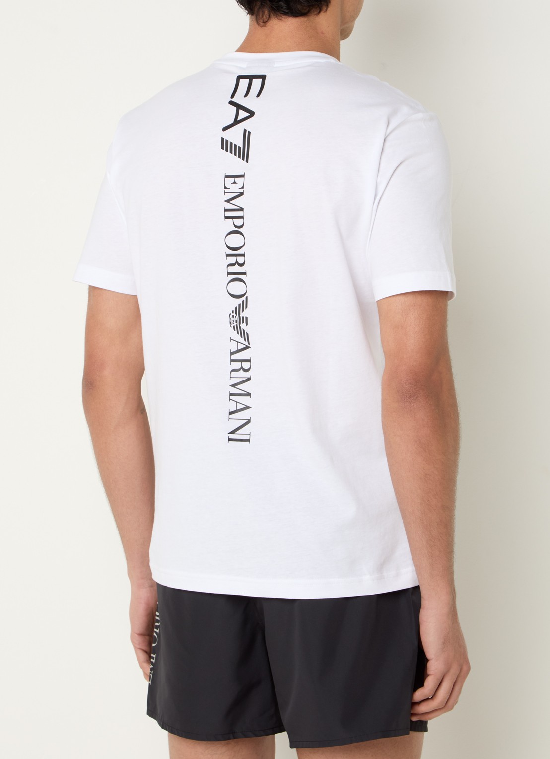Armani T-shirt met logo- en backprint - detail 3 wit