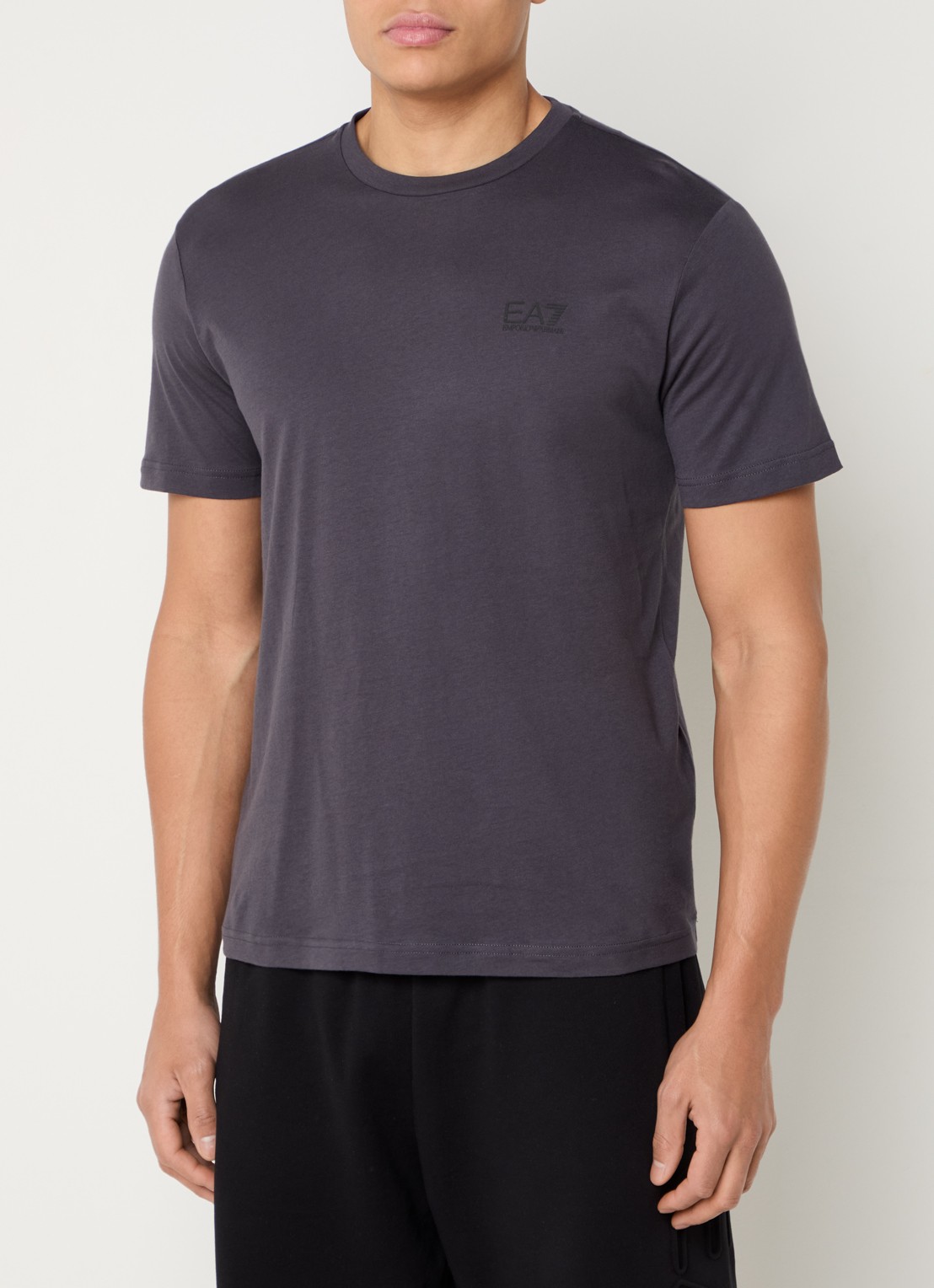 Armani T-shirt met logo- en backprint - achterkant 2 donkergrijs