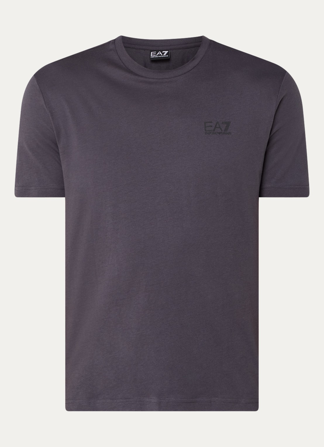 Armani T-shirt met logo- en backprint - voorkant 3 donkergrijs