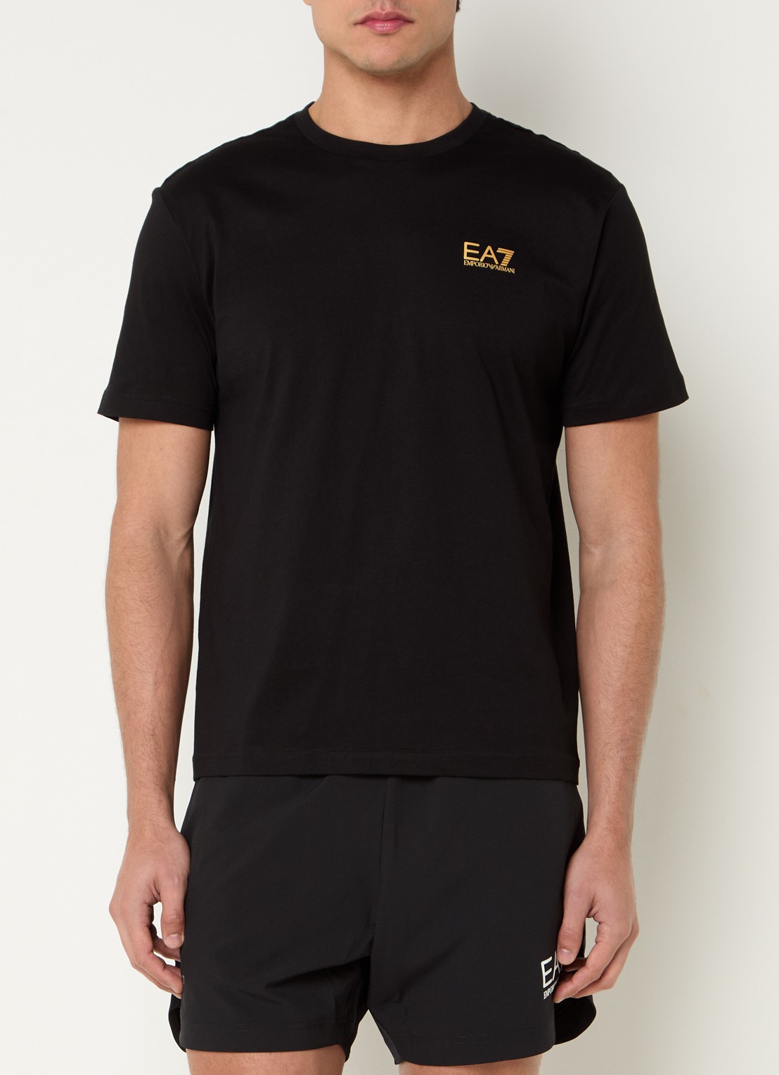 Armani T-shirt met logo- en backprint - achterkant zwart