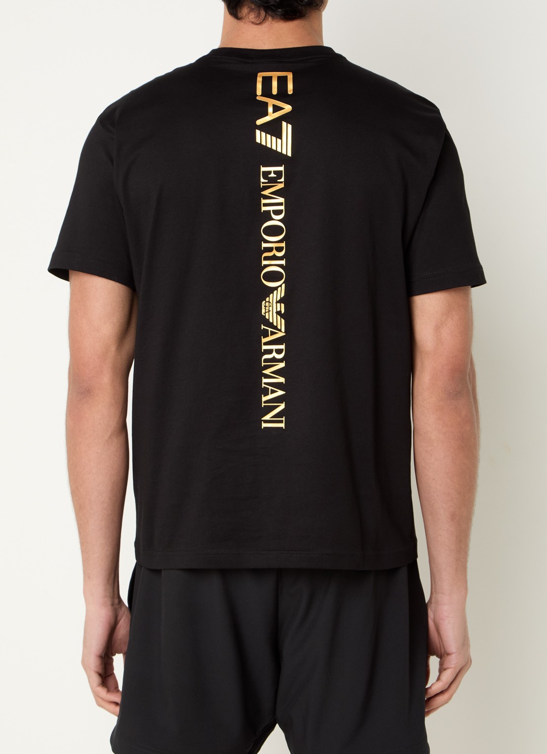 Armani T-shirt met logo- en backprint - detail 4 zwart