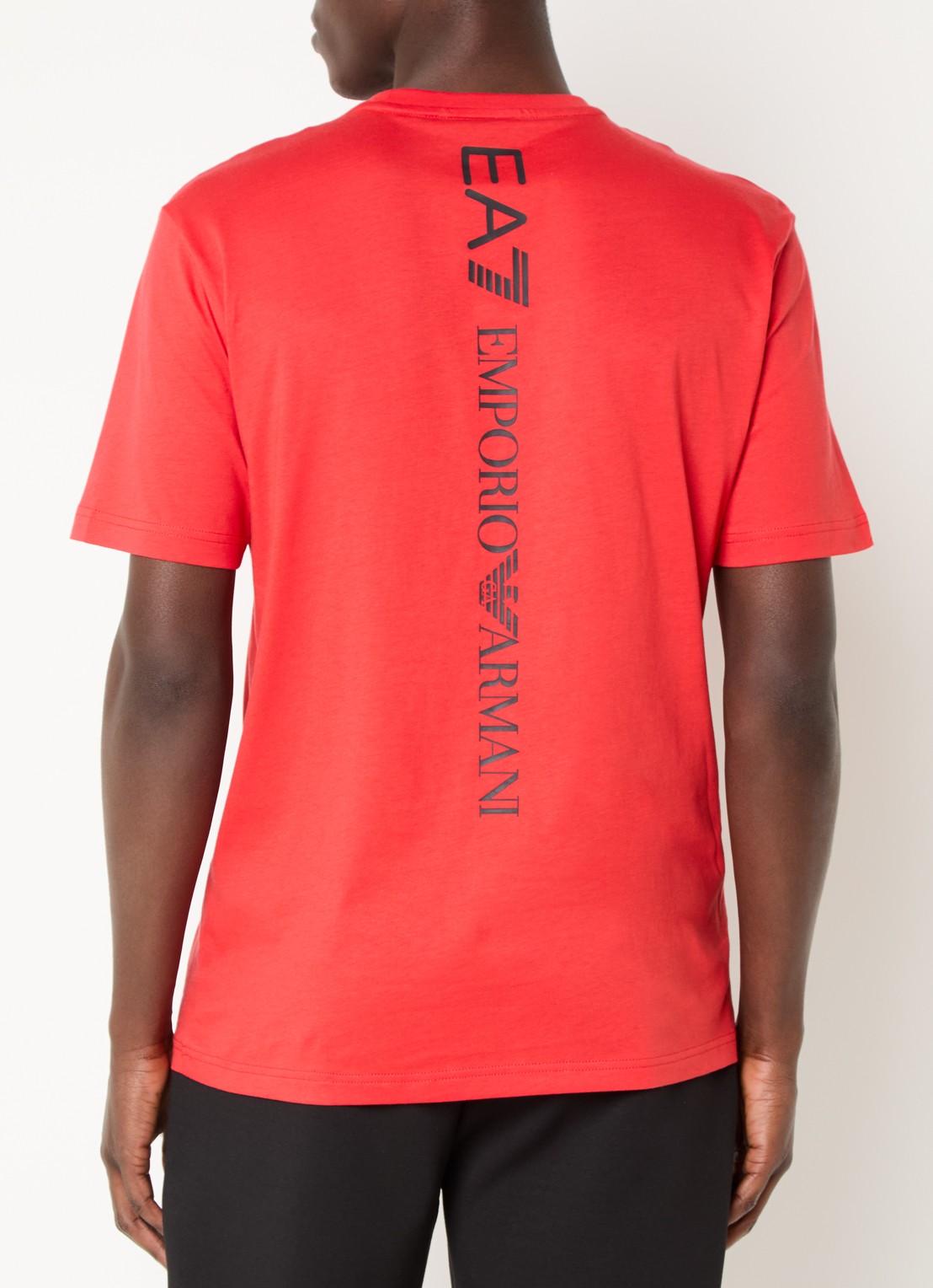 Armani T-shirt met logo- en backprint - achterkant rood