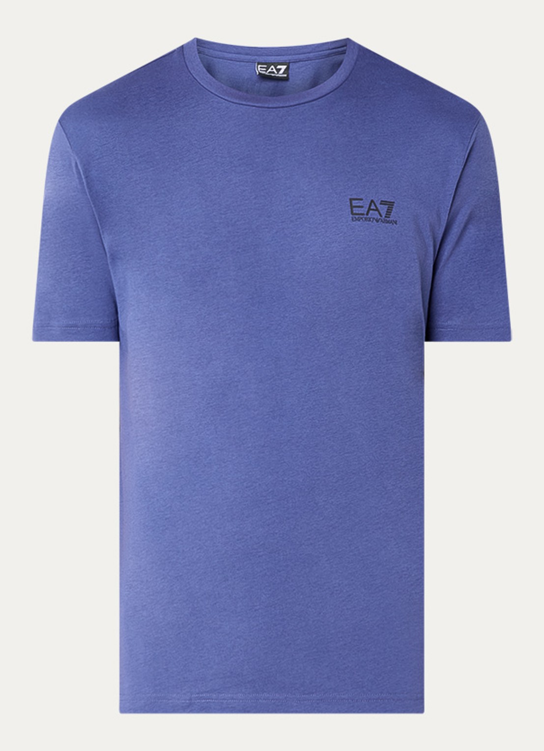 Armani T-shirt met logo- en backprint - voorkant blauw