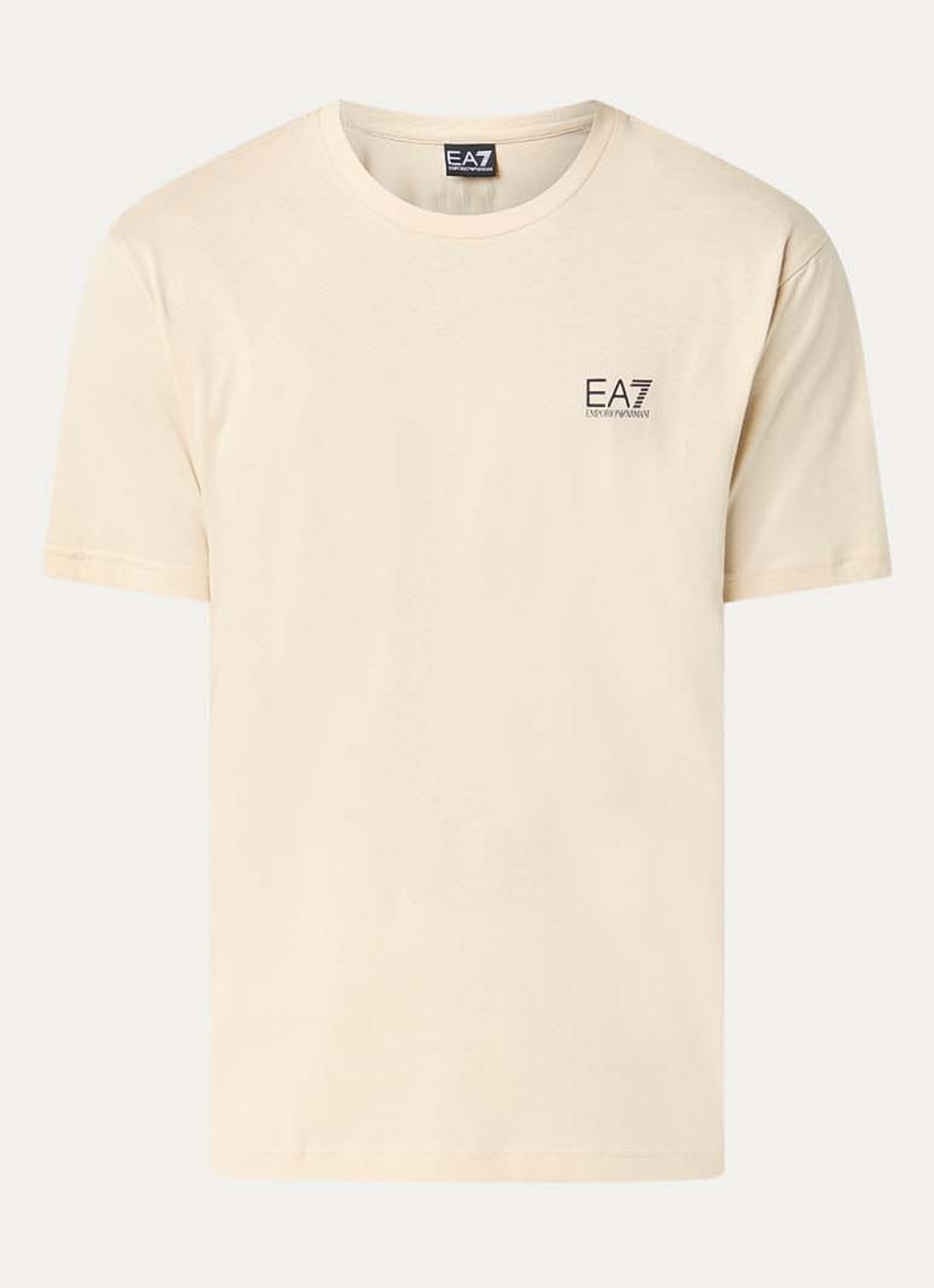 Armani T-shirt met logo- en backprint - voorkant creme