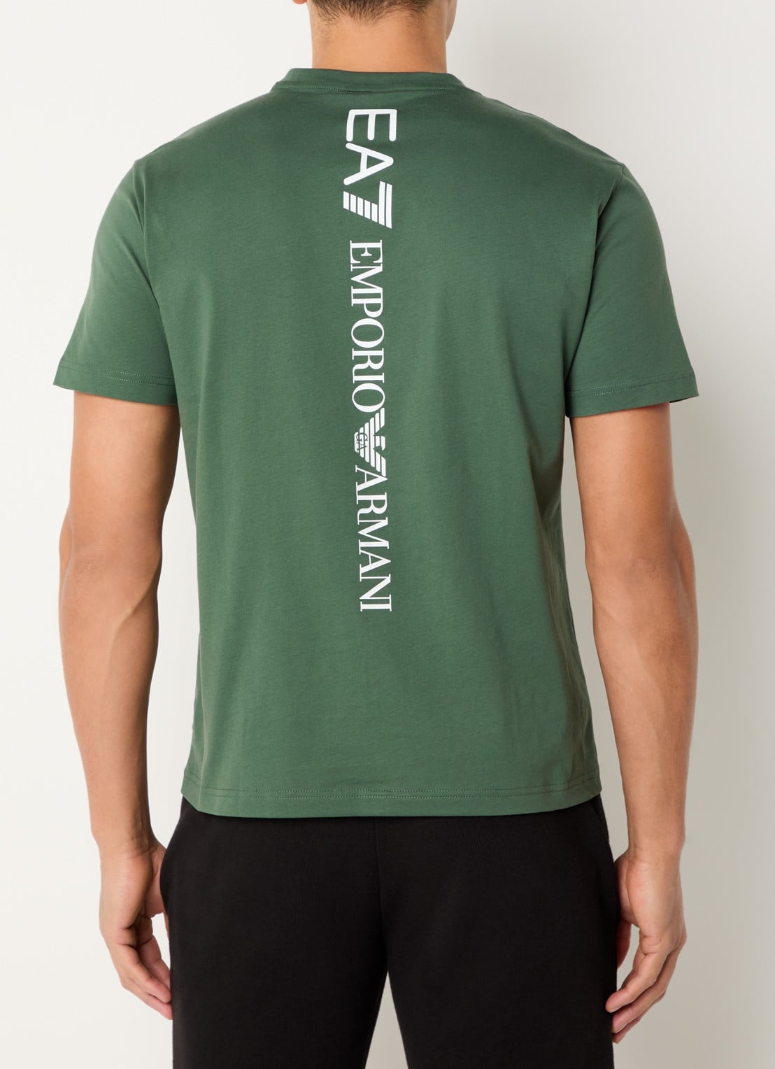 Armani T-shirt met logo- en backprint - detail 4 groen