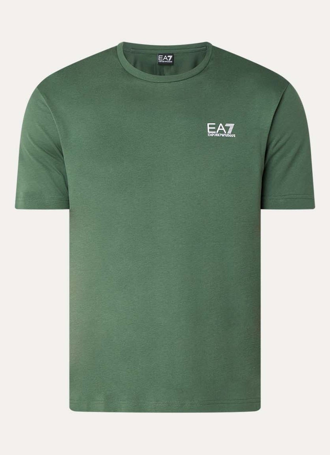Armani T-shirt met logo- en backprint - voorkant groen