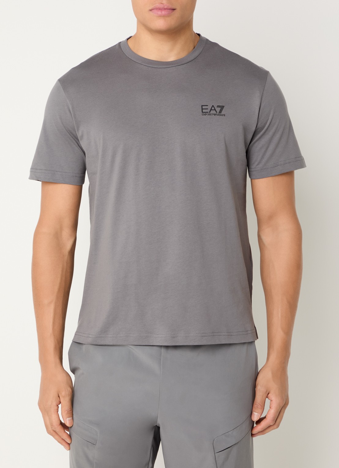 Armani T-shirt met logo- en backprint - achterkant lichtroze
