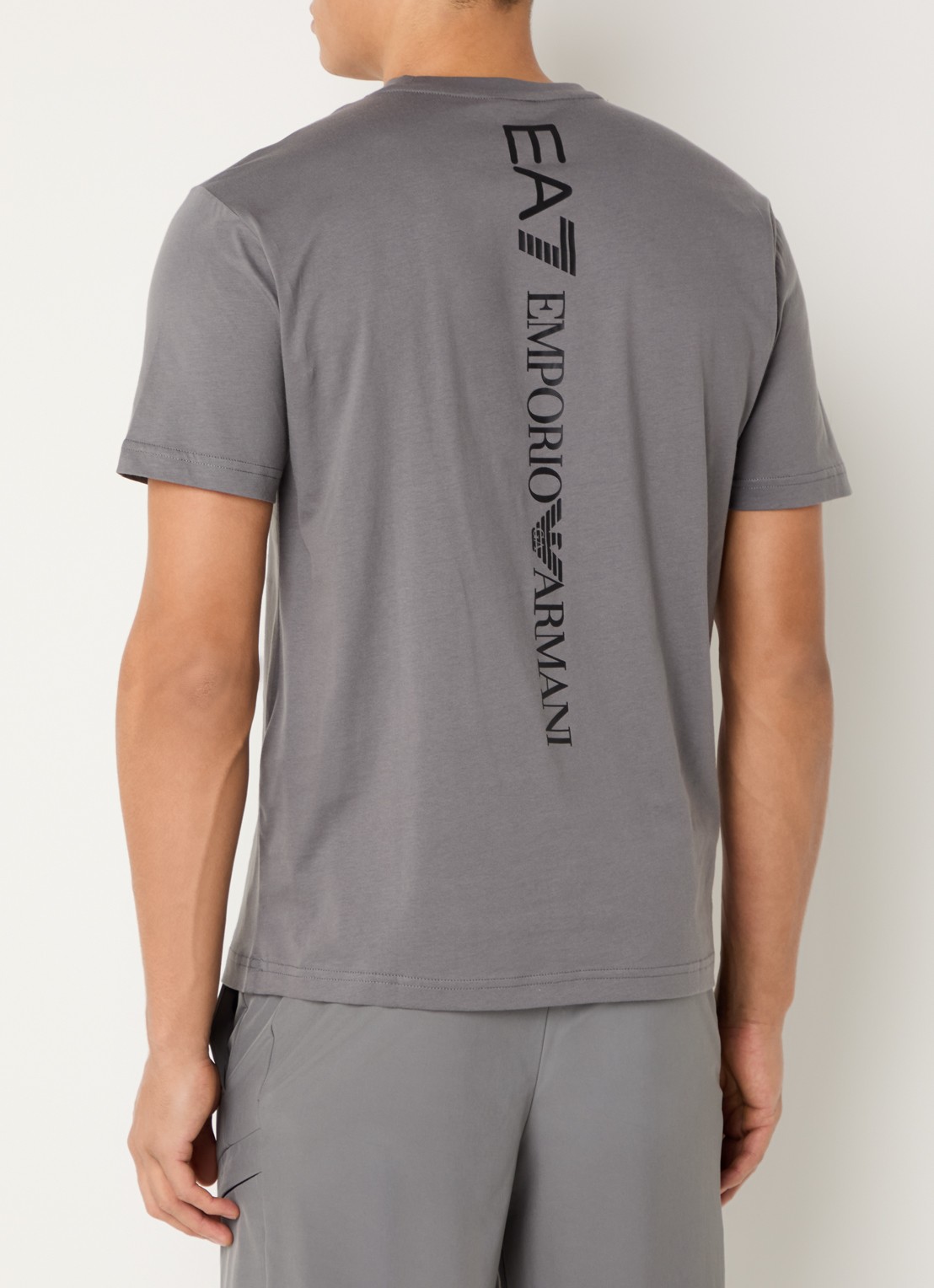 Armani T-shirt met logo- en backprint - detail 4 lichtroze