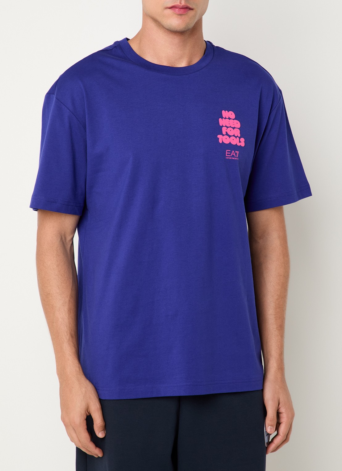 Armani T-shirt met logo- en backprint - achterkant paars