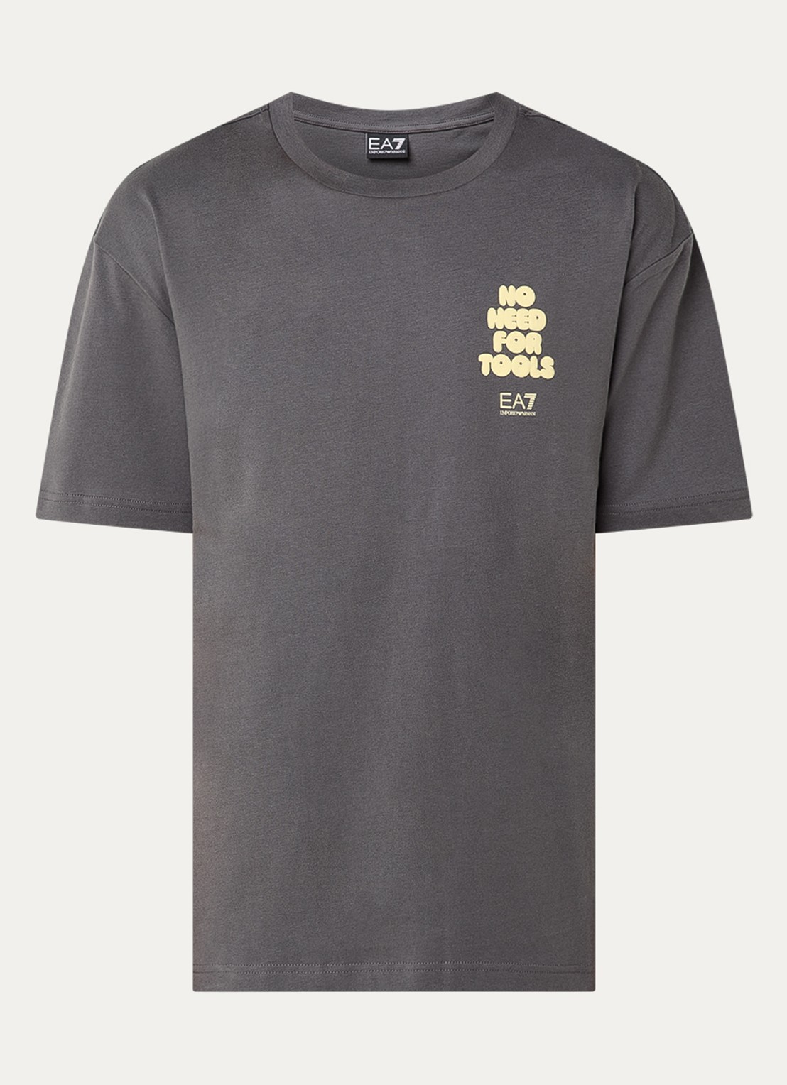 Armani T-shirt met logo- en backprint - voorkant 3 grijs