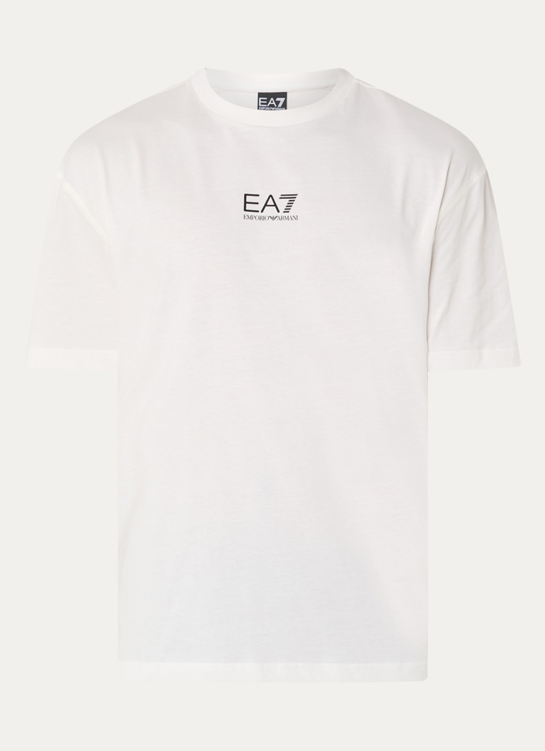 Armani T-shirt met logo- en backprint - voorkant 2 gebroken wit