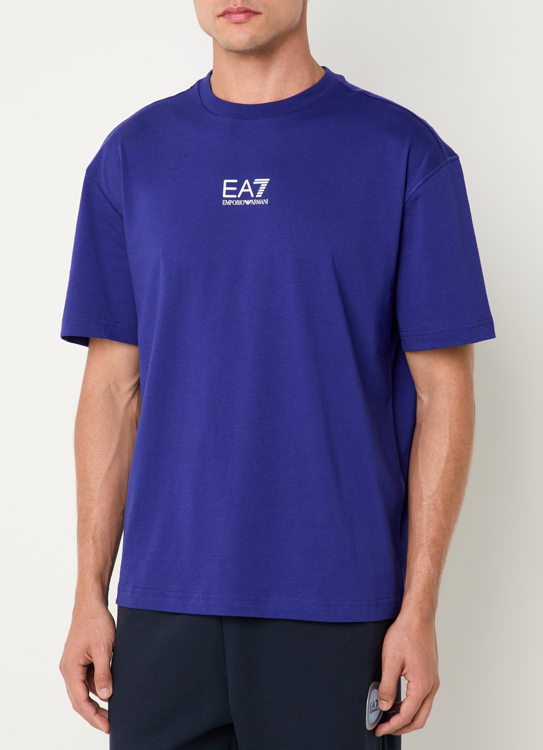 Armani T-shirt met logo- en backprint - achterkant 4 kobaltblauw