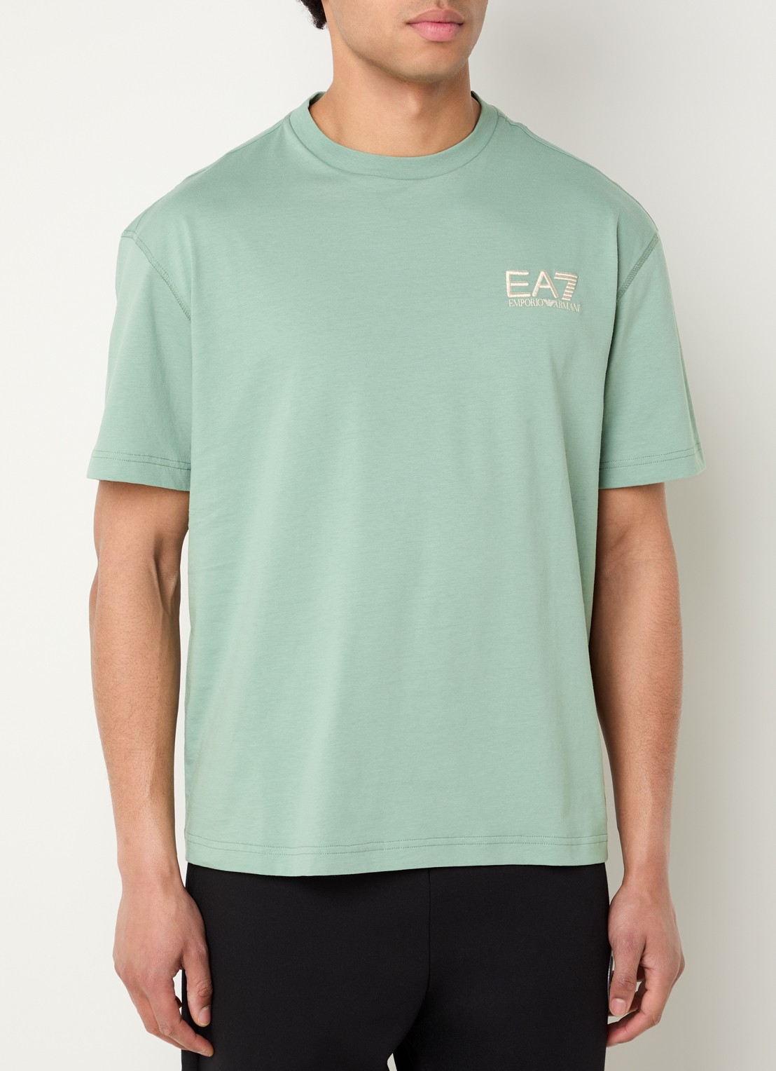 Armani T-shirt met logo- en backprint - achterkant 2 groen