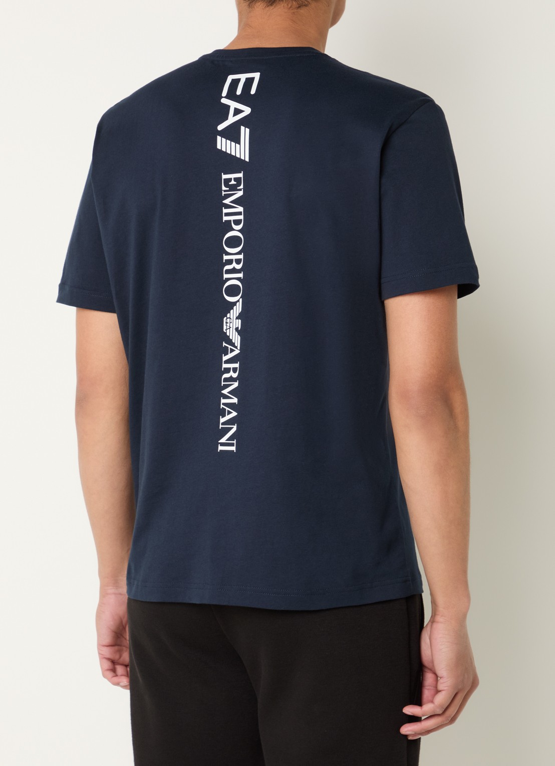 Armani T-shirt met logo- en backprint - achterkant 2 donkerblauw