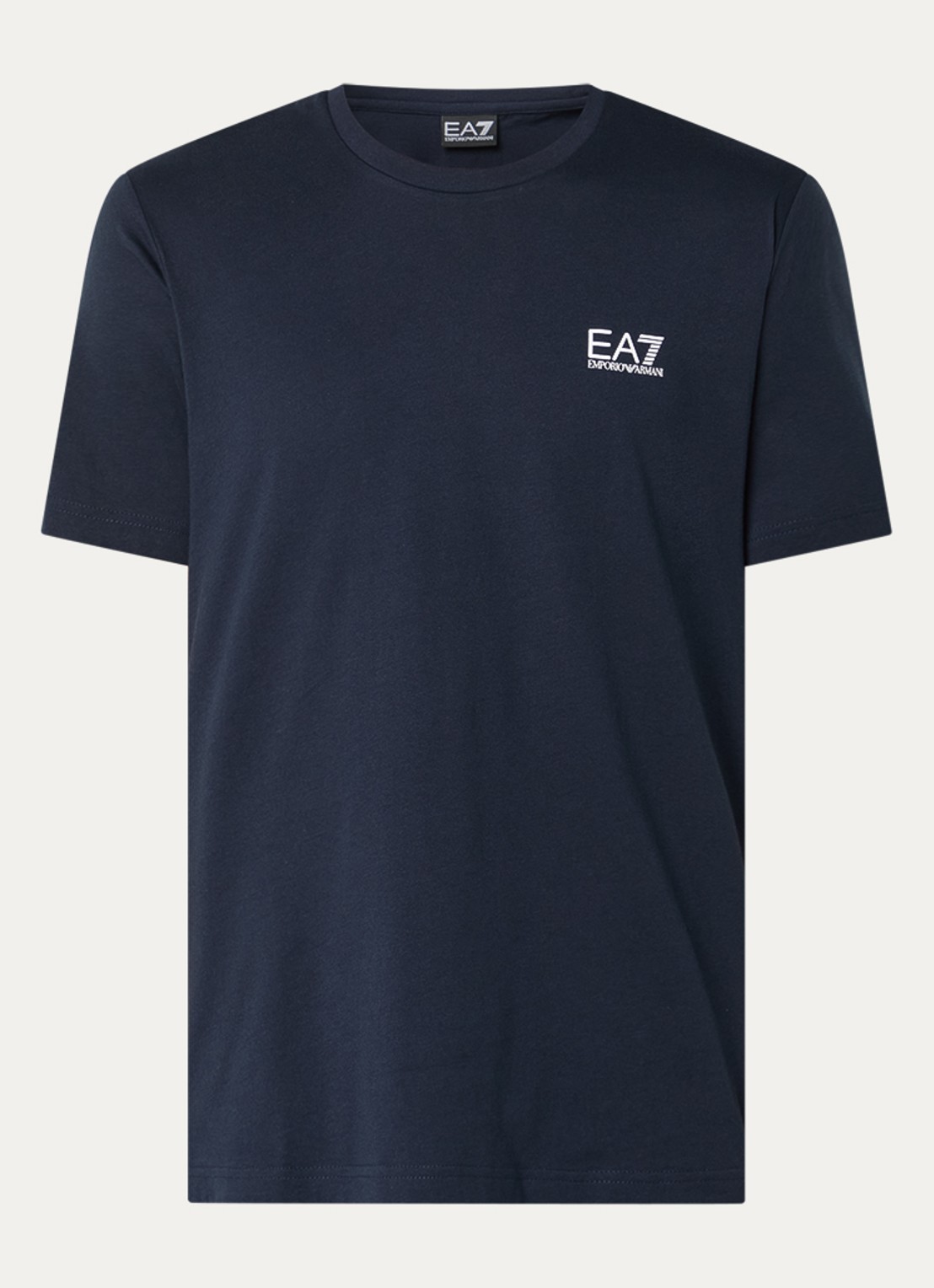 Armani T-shirt met logo- en backprint - voorkant 3 donkerblauw