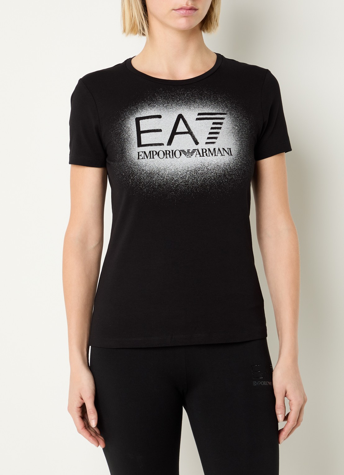 Armani T-shirt met logo en lurex - detail 3 diepzwart