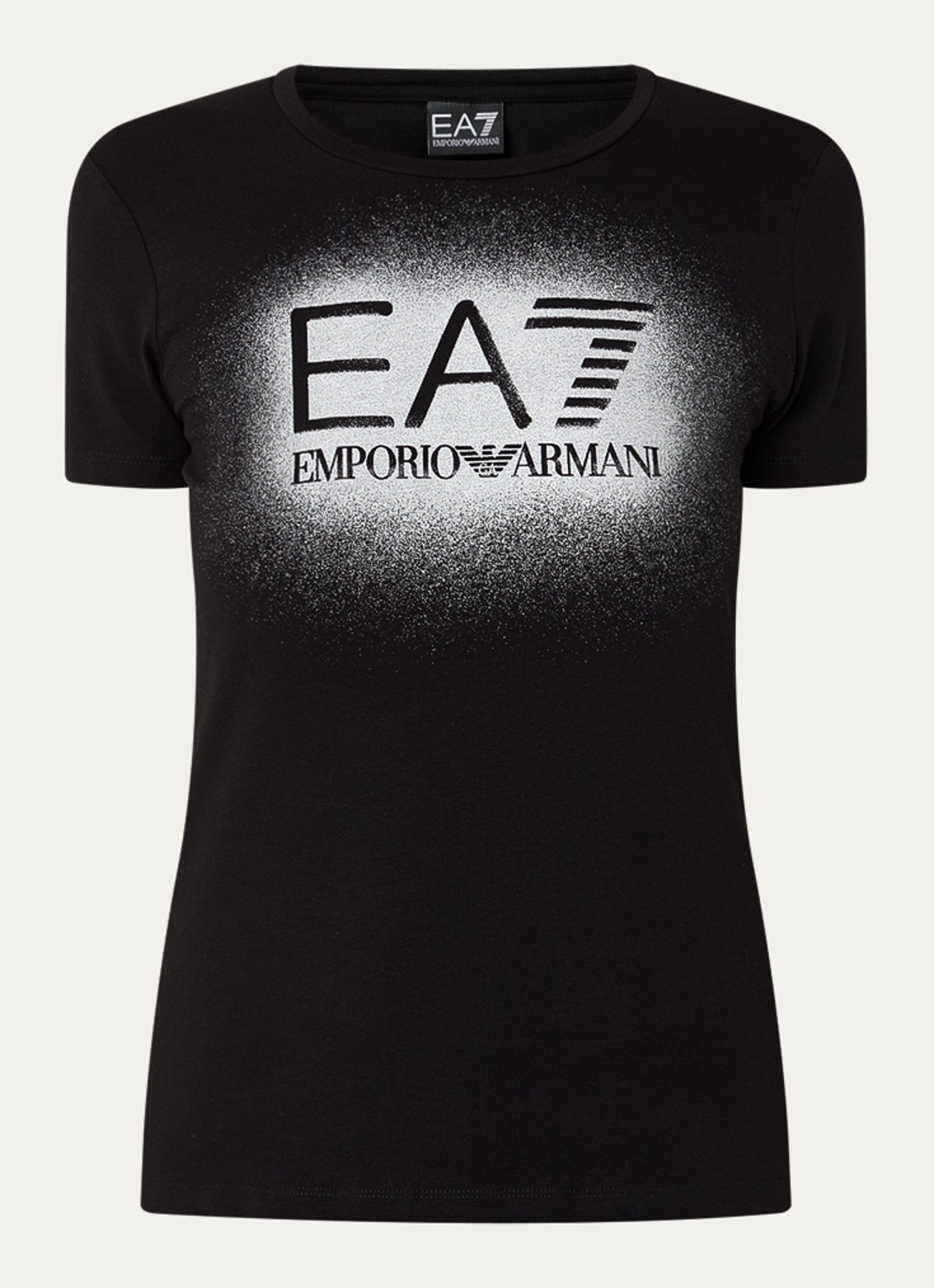 Armani T-shirt met logo en lurex - voorkant diepzwart