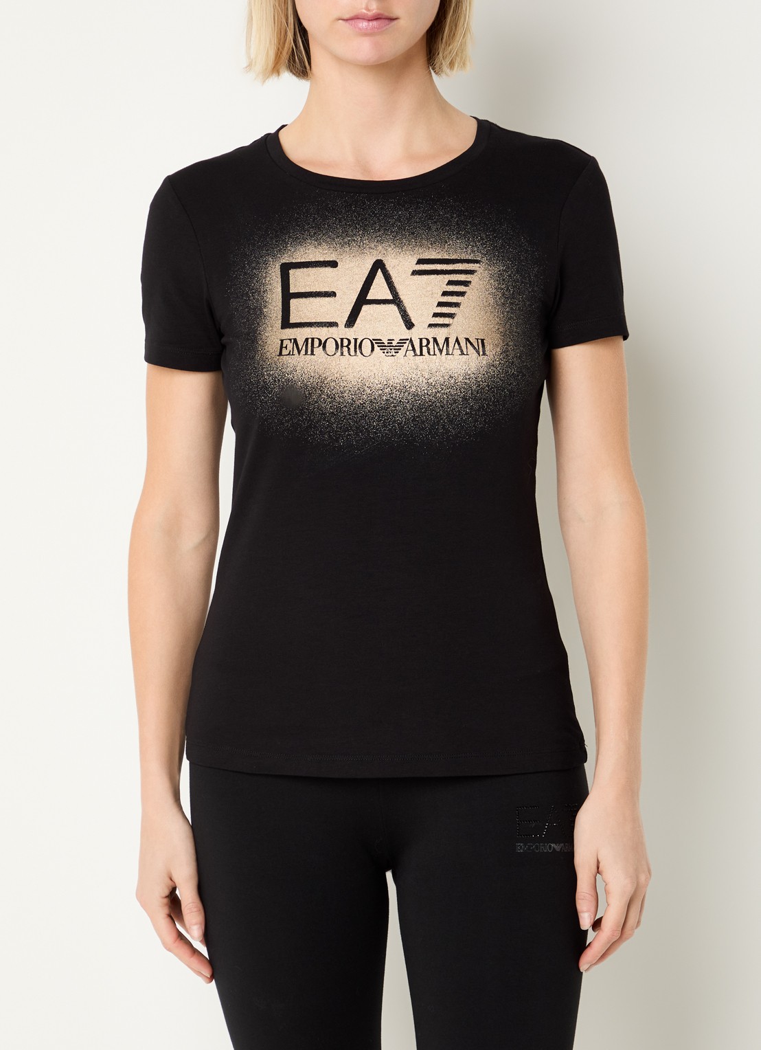 Armani T-shirt met logo en lurex - detail 3 zwart