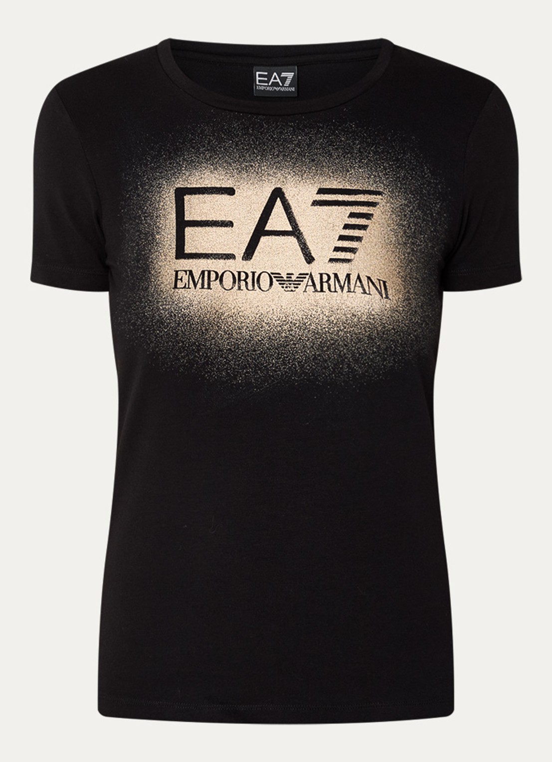 Armani T-shirt met logo en lurex - voorkant zwart
