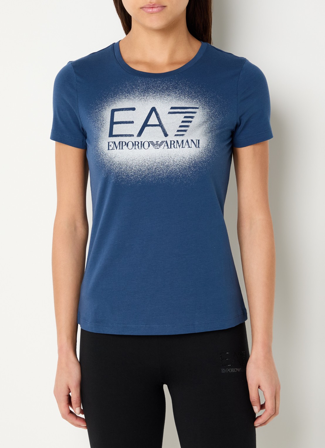 Armani T-shirt met logo en lurex - detail blauw