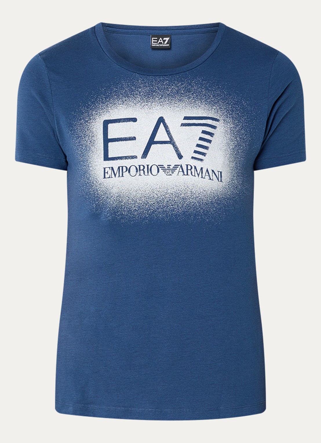 Armani T-shirt met logo en lurex - voorkant 3 blauw