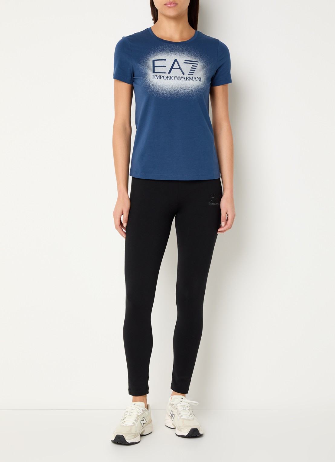 Armani T-shirt met logo en lurex - voorkant 4 blauw