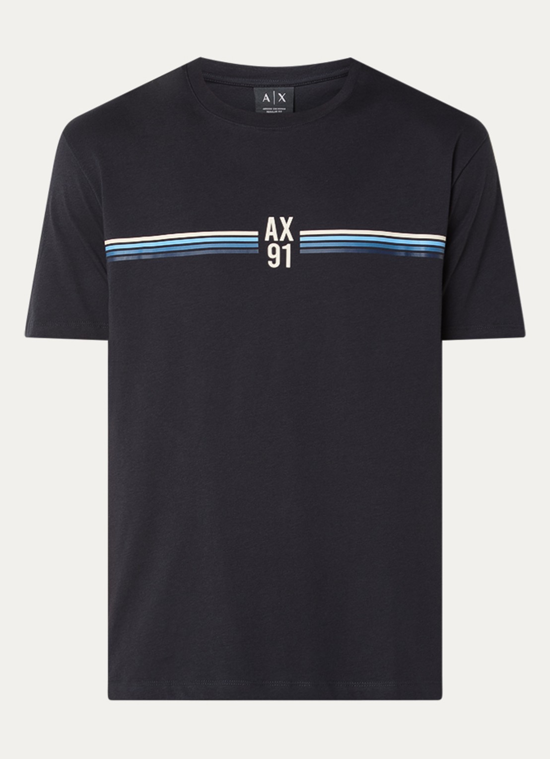 Armani T-shirt met logo en print - voorkant 2 donkerblauw