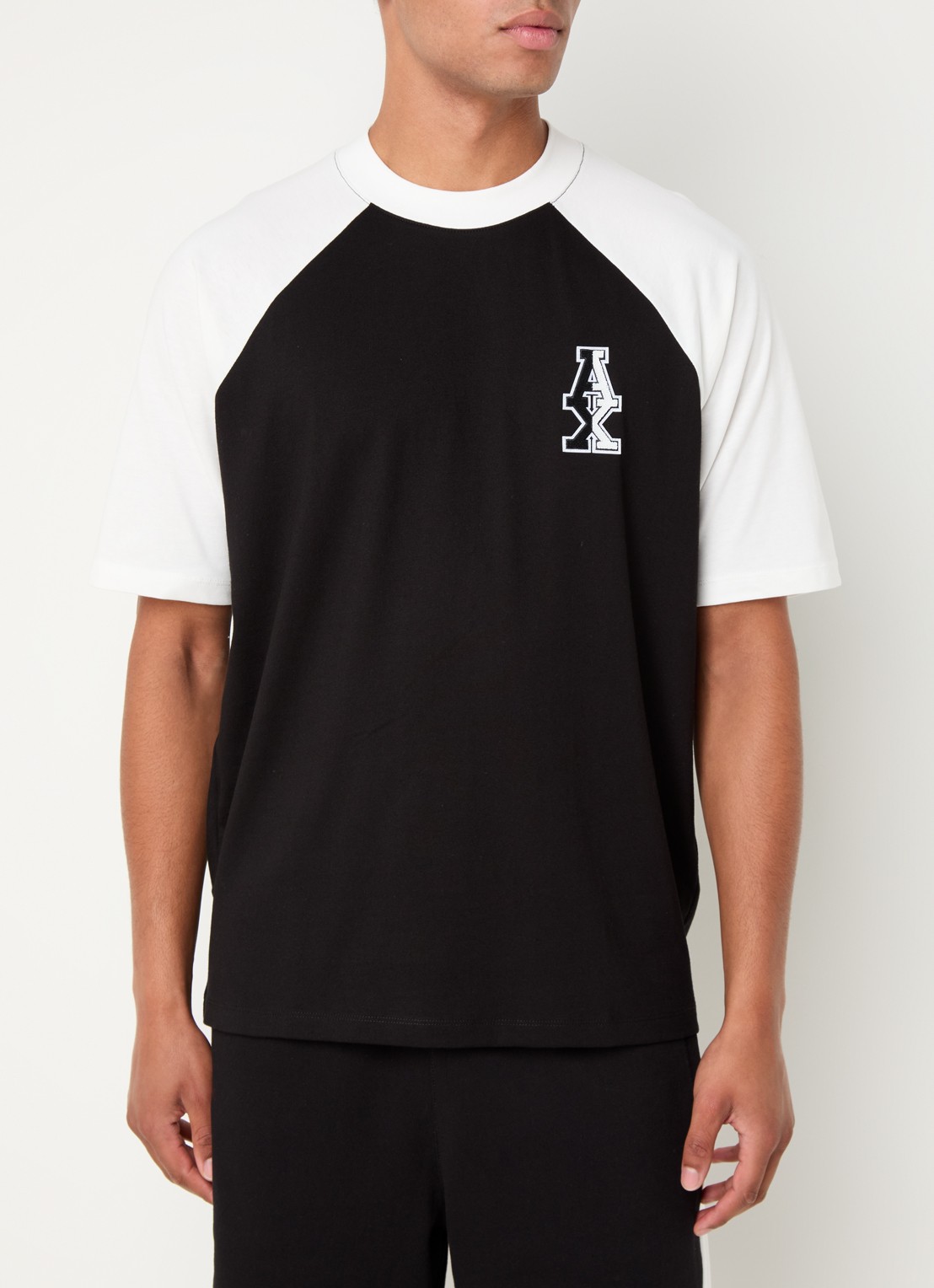 Armani T-shirt met logo en stretch - detail zwart