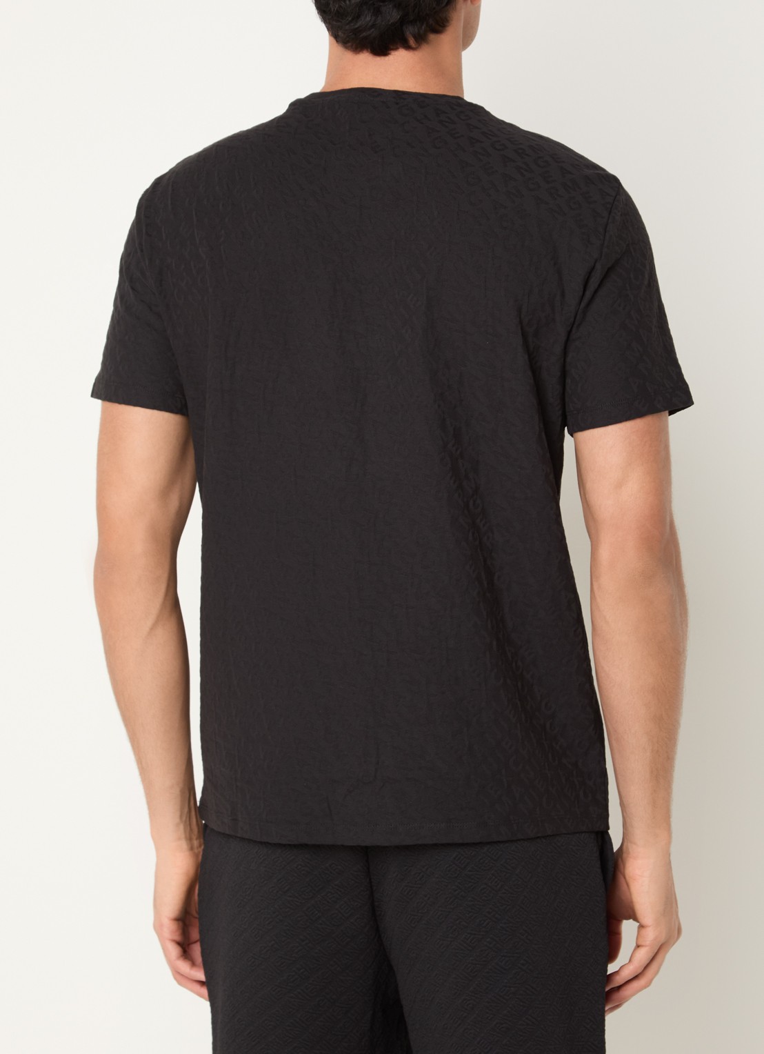 Armani T-shirt met logo en structuur - achterkant zwart
