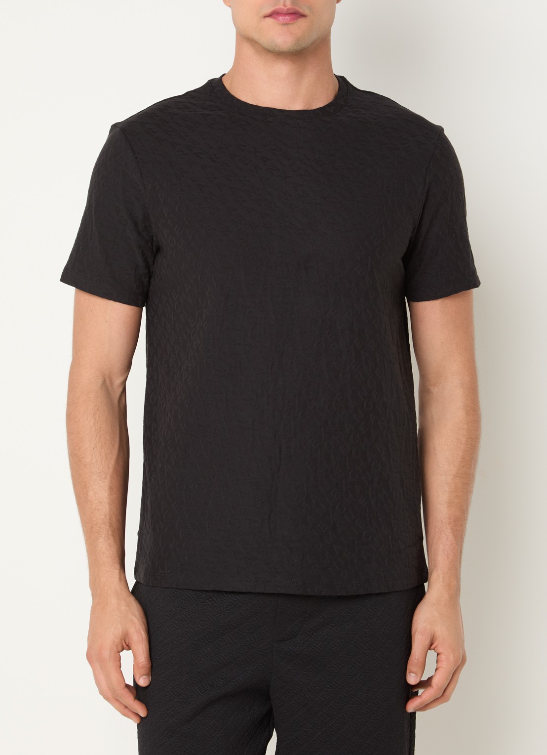 Armani T-shirt met logo en structuur - detail 4 zwart