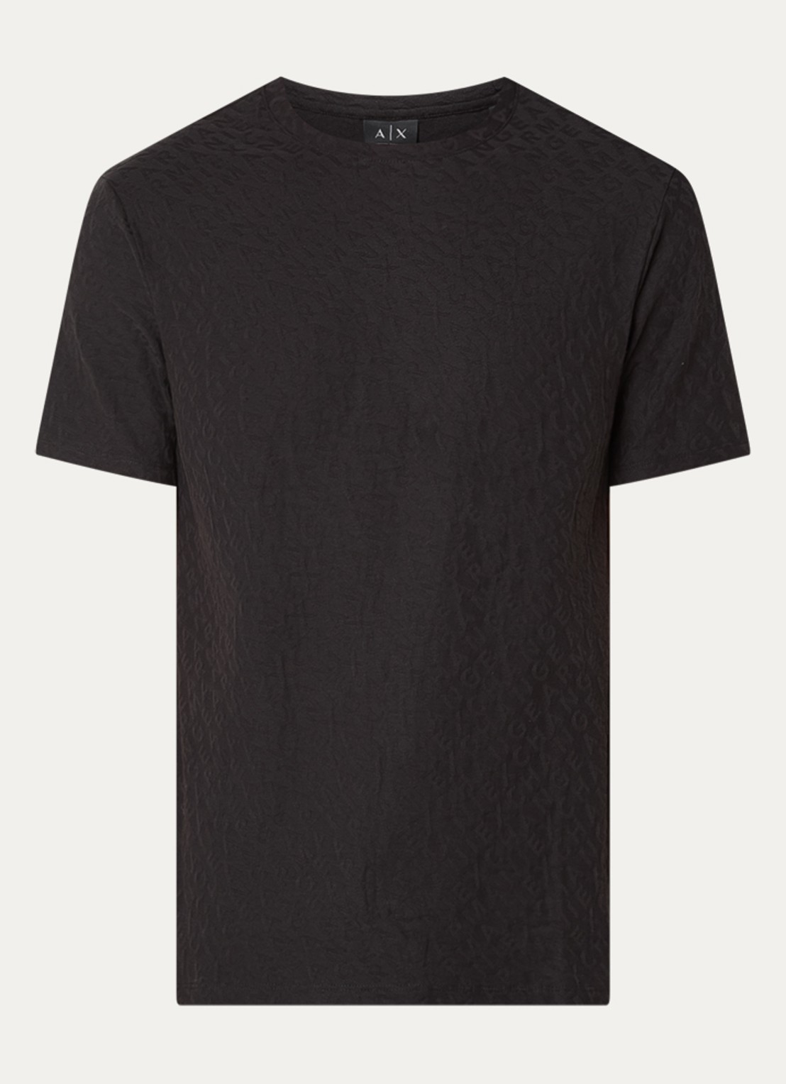 Armani T-shirt met logo en structuur - voorkant 2 zwart