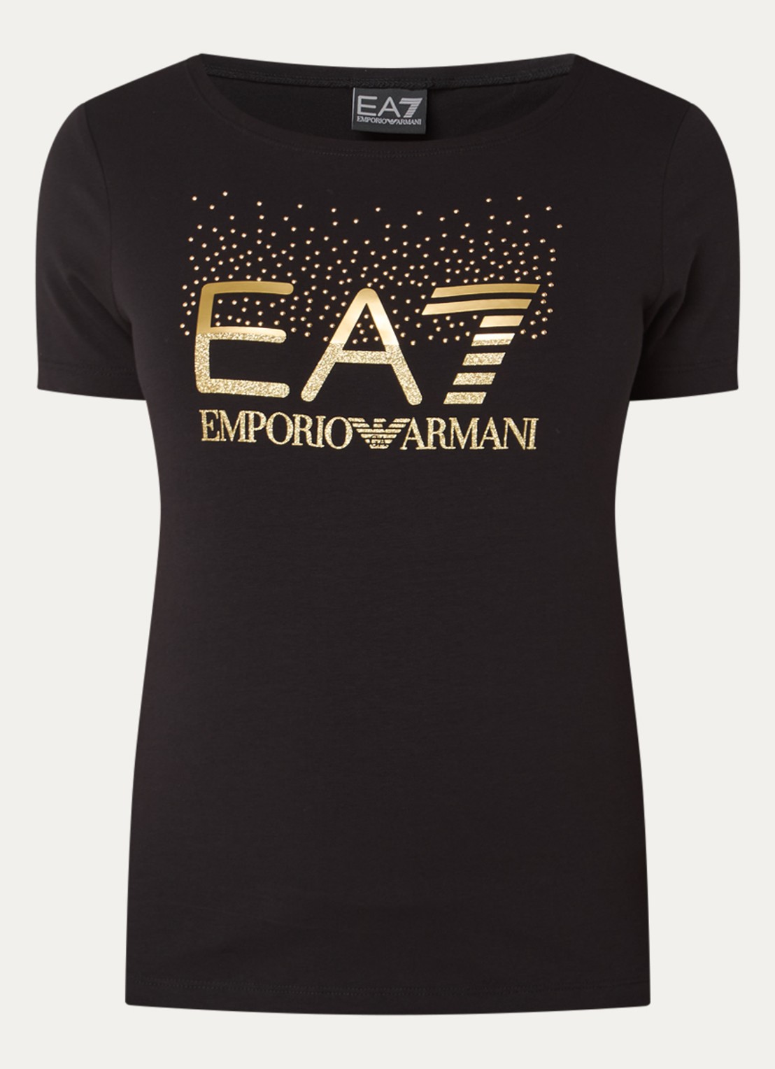 Armani T-shirt met logo en studs - voorkant zwart