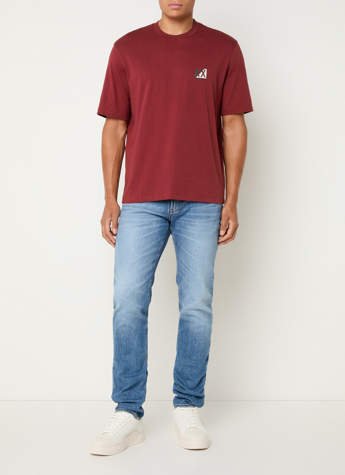 Armani T-shirt met logo - voorkant 3 donkerrood