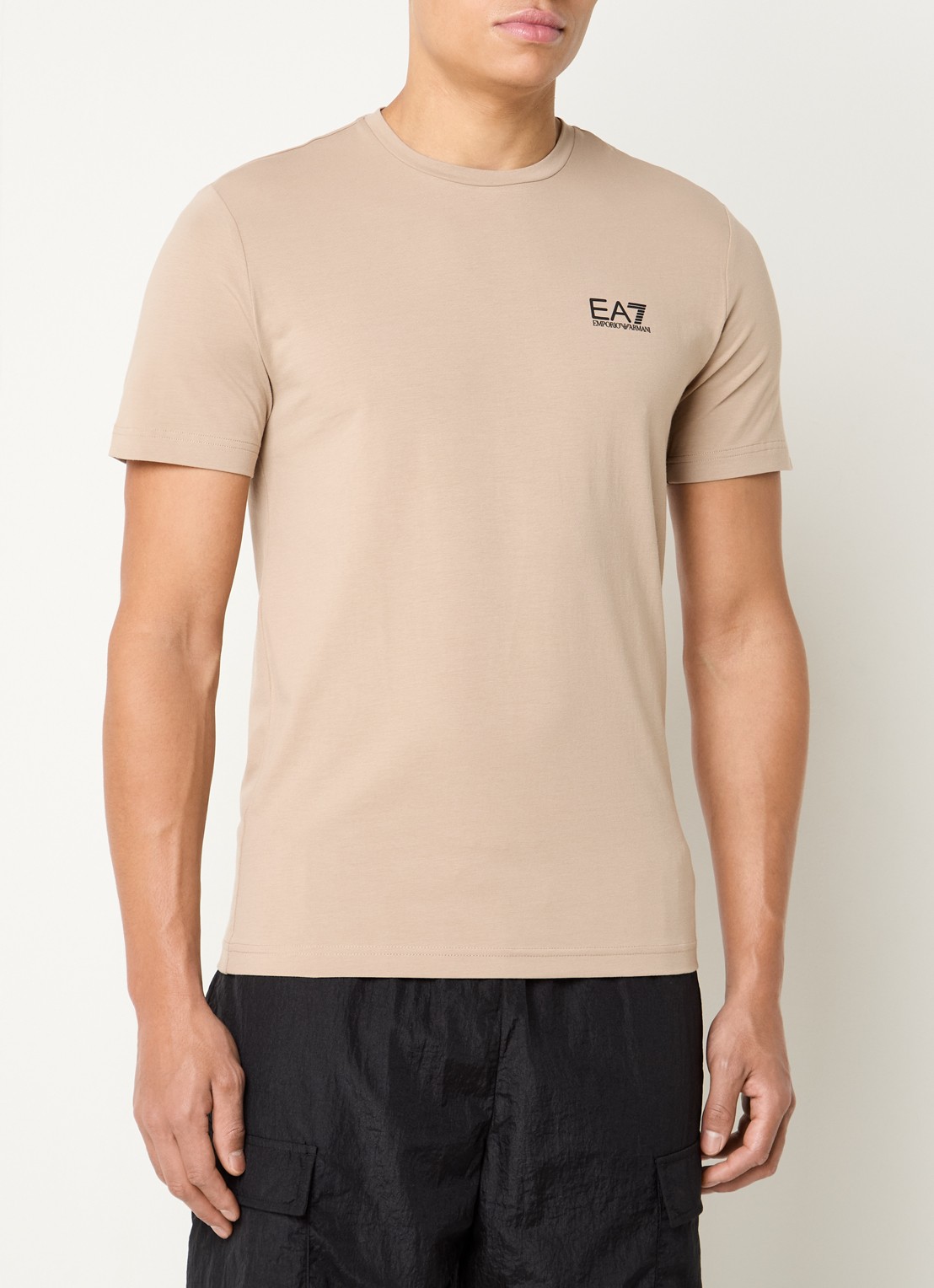 Armani T-shirt met logo - detail donkerbeige