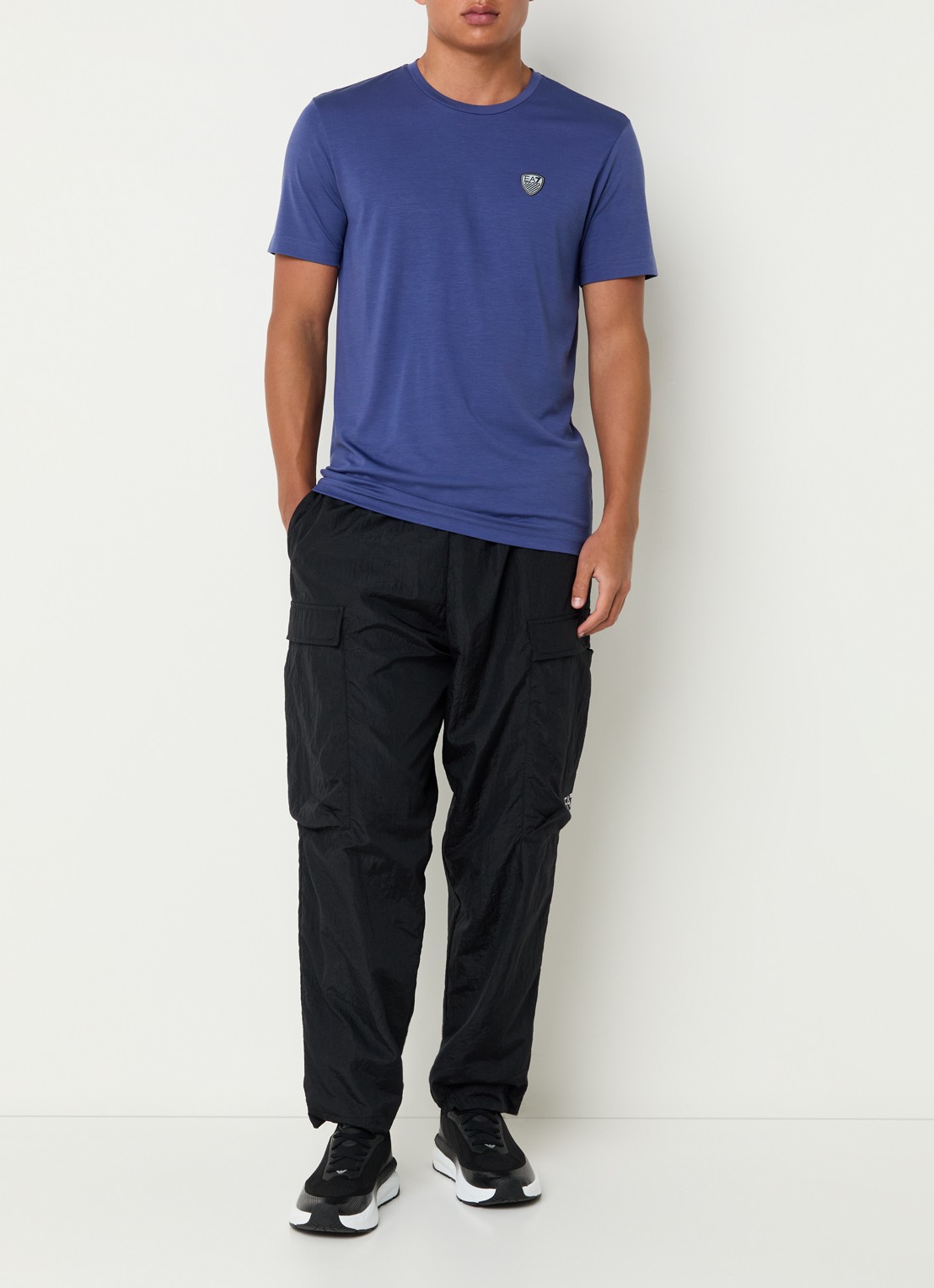 Armani T-shirt met logo  - voorkant 3 kobaltblauw