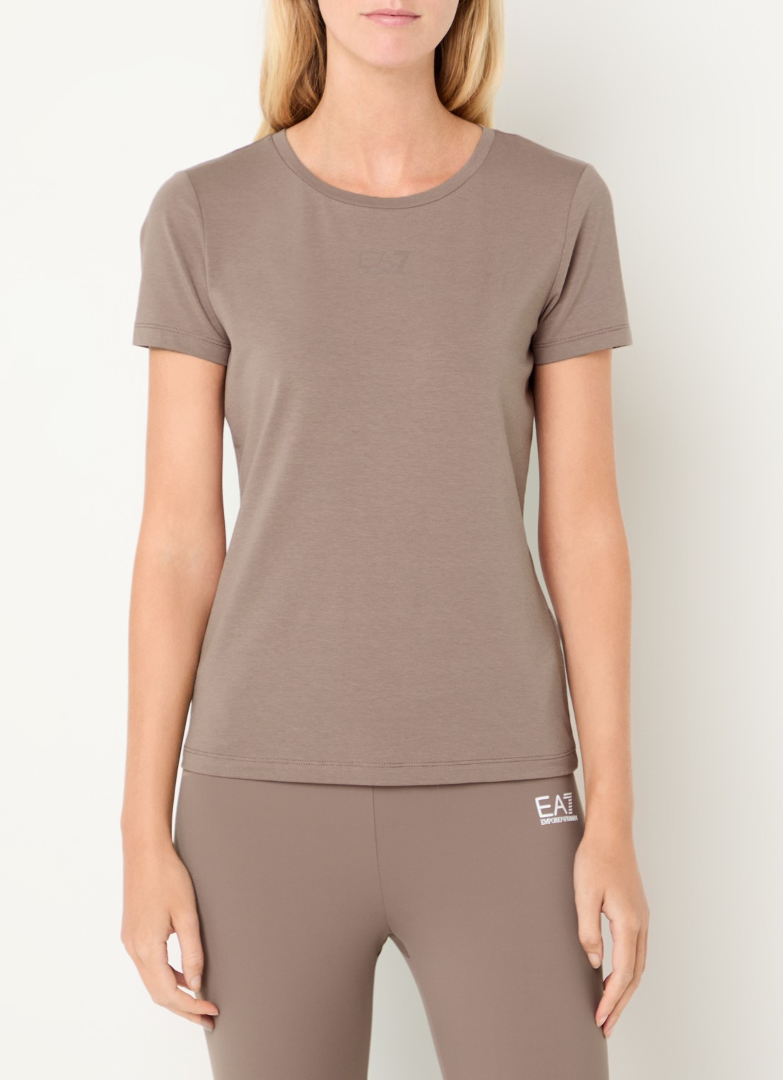 Armani T-shirt met logo - detail lichtbruin