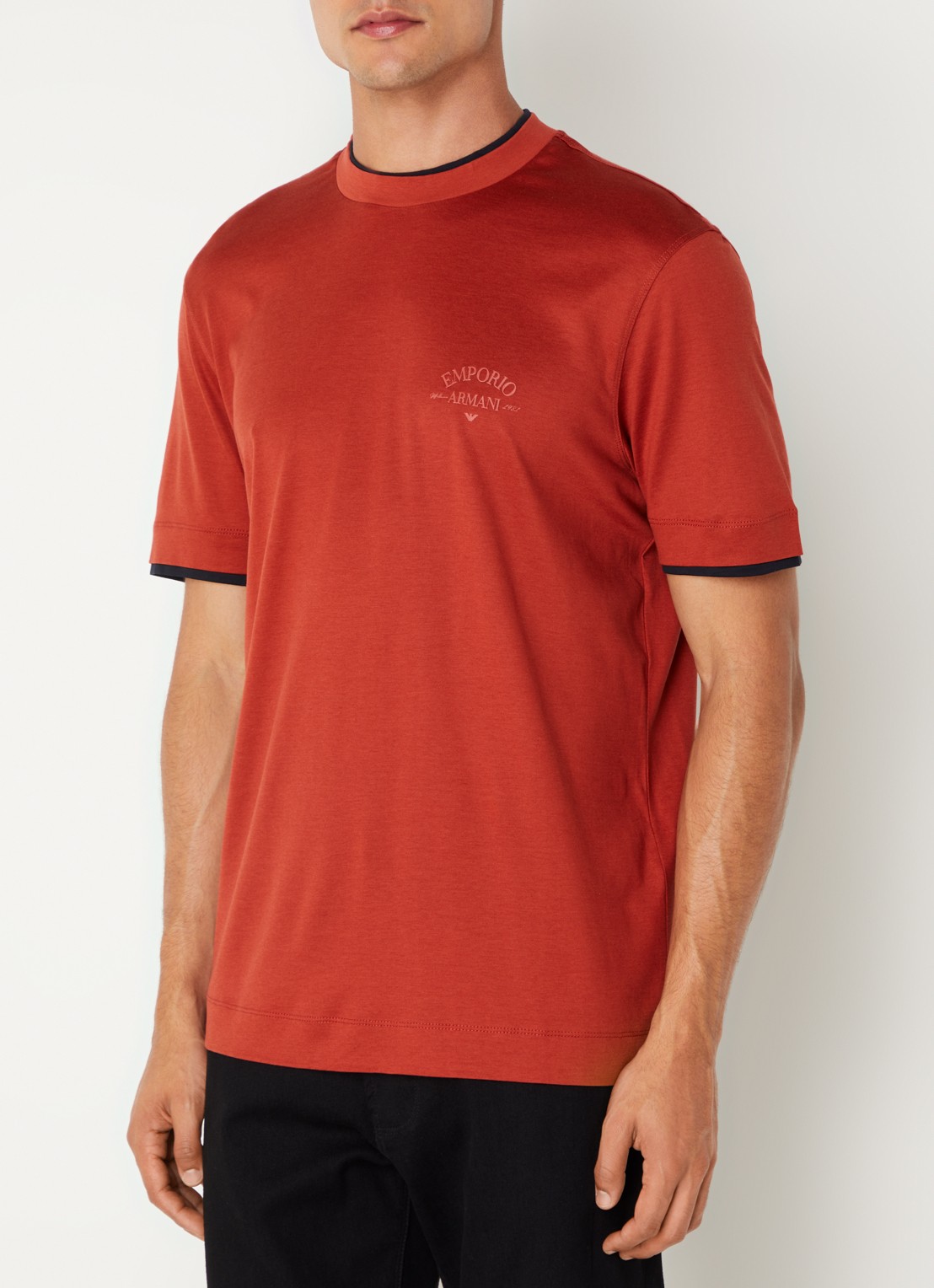 Armani T-shirt  met logo - detail 3 oranjerood