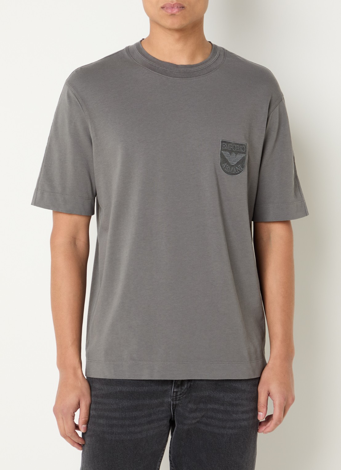 Armani T-shirt met logo - detail 3 antraciet